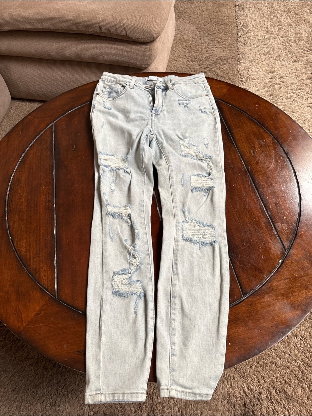 Judy Blue Pale Blue Ripped Skinny Jeans